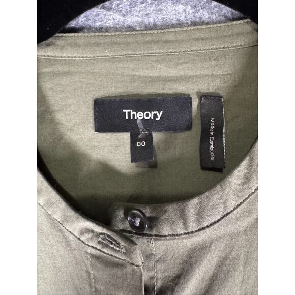 Theory Dress Women 00 Green Long Sleeve Button Front Maxi Tie‎ Waist Quiet Lux - Picture 2 of 7